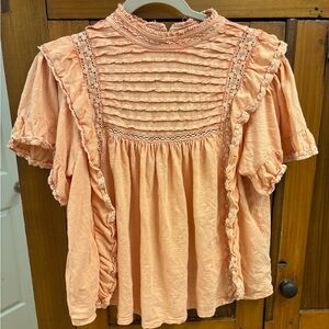 Free People Peach Ruffled Women's Top size medium